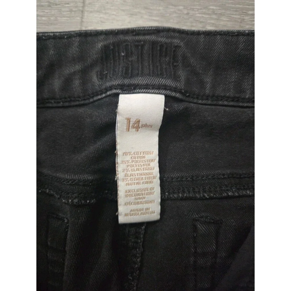 Girls Justice High Waisted distressed Black cotton/stretch Button Fly Shorts 14